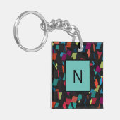 Monogram Abstract geometrische cube-patroon koelen Sleutelhanger (Voorkant Links)