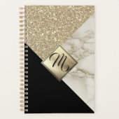 Monogram Abstract Glitter en marmer Planner (Voorkant)