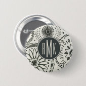 Monogram | Abstract Kami-patroon Ronde Button 5,7 Cm (Voorkant /achterkant)