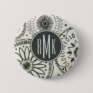 Monogram   Abstract Kami-patroon Ronde Button 5,7 Cm