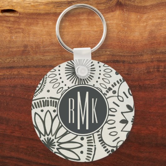 Monogram | Abstract Kami-patroon Sleutelhanger (Voorkant)