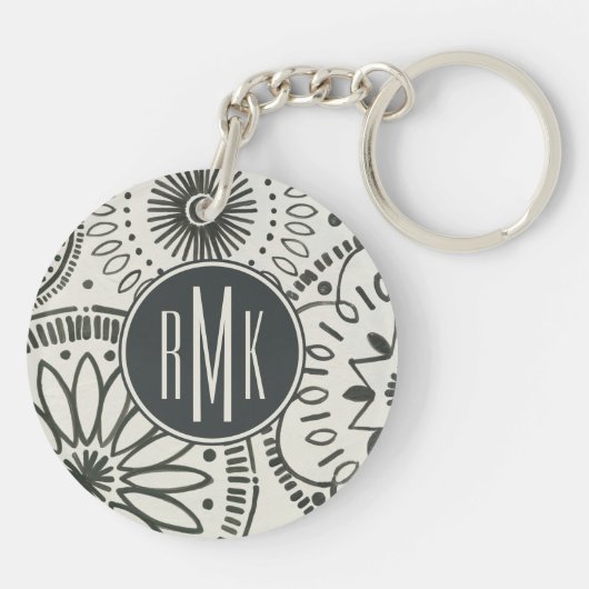 Monogram | Abstract Kami-patroon Sleutelhanger (Achterkant)