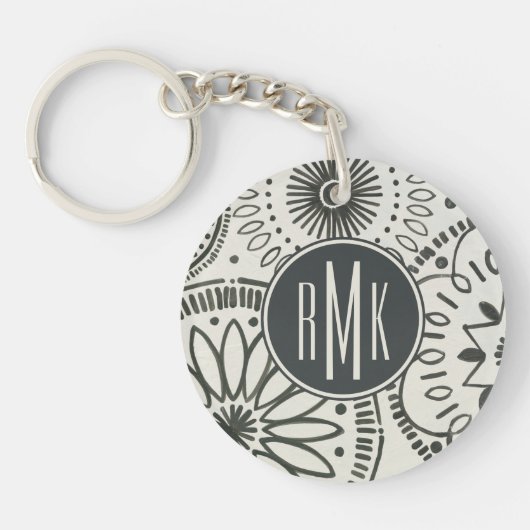 Monogram | Abstract Kami-patroon Sleutelhanger (Voorkant)