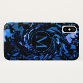 Monogram abstract kobalt blauw en zwart natte verf Case-Mate iPhone case (Achterkant (horizontaal))