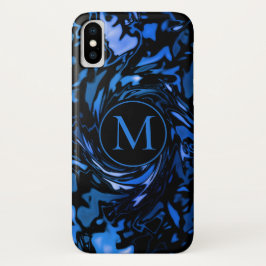 Monogram abstract kobalt blauw en zwart natte verf Case-Mate iPhone case