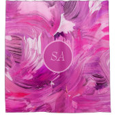 Monogram Abstract KunstPaars Roze Douchegordijn (Voorkant)
