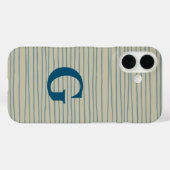Monogram Abstract lijnpatroon Blauw en Taupe Case-Mate iPhone Case (Achterkant (horizontaal))