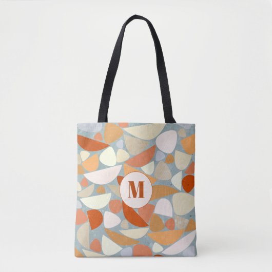Monogram Abstract Matig Geometrisch Tote Bag (Voorkant)