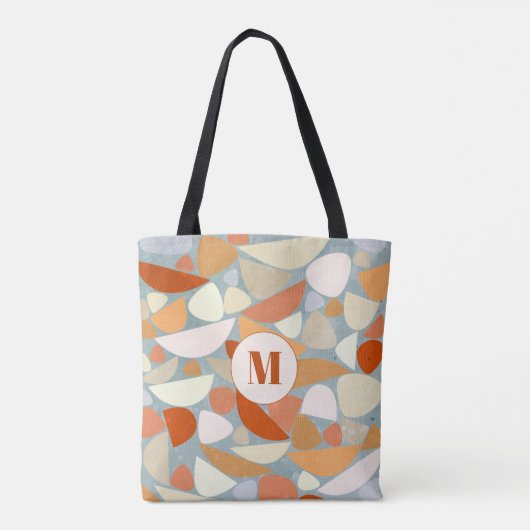 Monogram Abstract Matig Geometrisch Tote Bag (Achterkant)
