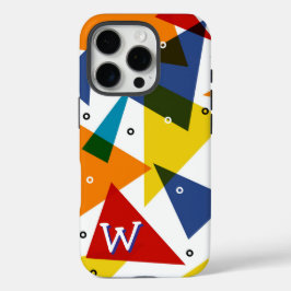 Monogram Abstract Moderne Driehoeken  iPhone 16 Pro Hoesje