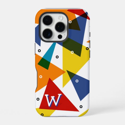 Monogram Abstract Moderne Driehoeken  iPhone Hoesje (Achterkant)
