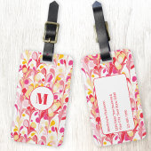 Monogram Abstract patroon roze gemarmerd Bagagelabel