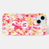 Monogram Abstract Patroon Roze Marmeren Retro Case-Mate iPhone Case (Achterkant (horizontaal))