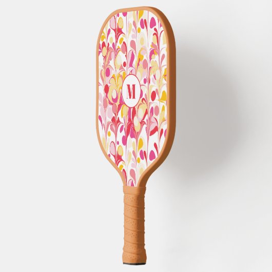 Monogram Abstract Patroon Roze Pickleball Paddle (Links)