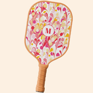 Monogram Abstract Patroon Roze Pickleball Paddle