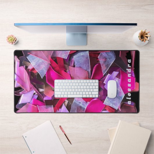 Monogram Abstract Pink Purple Ribbon Pieces 3D Bureaumat (Kantoor 1)