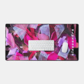 Monogram Abstract Pink Purple Ribbon Pieces 3D Bureaumat (Keyboard & Muis)