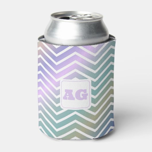 Monogram abstract regenboog chevron moderne naaiza blikjeskoeler (Blikje Voorkant)