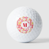 Monogram Abstract Retro Marmeren Patroon Golfballen (Voorkant)