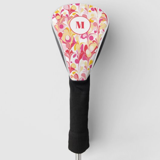 Monogram Abstract Retro Marmeren Patroon Golfheadcover (Voorkant)