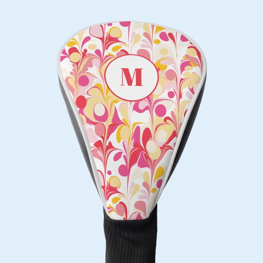 Monogram Abstract Retro Marmeren Patroon Golfheadcover