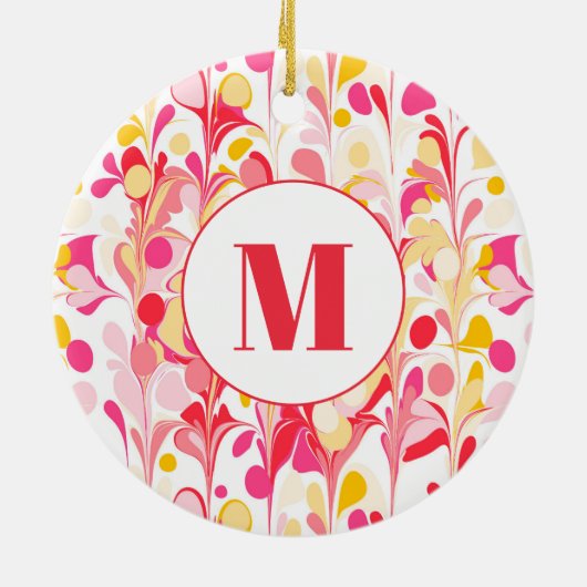Monogram Abstract Retro Marmeren Patroon Keramisch Ornament (Achterkant)