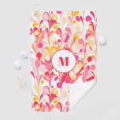 Monogram Abstract Retro Marmeren Patroon Roze Golfhanddoek (Insitu)