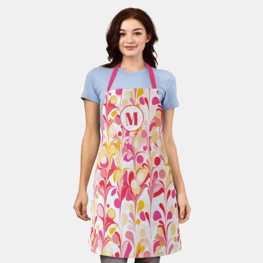 Monogram Abstract Retro Marmeren Patroon Schort (Gedragen)