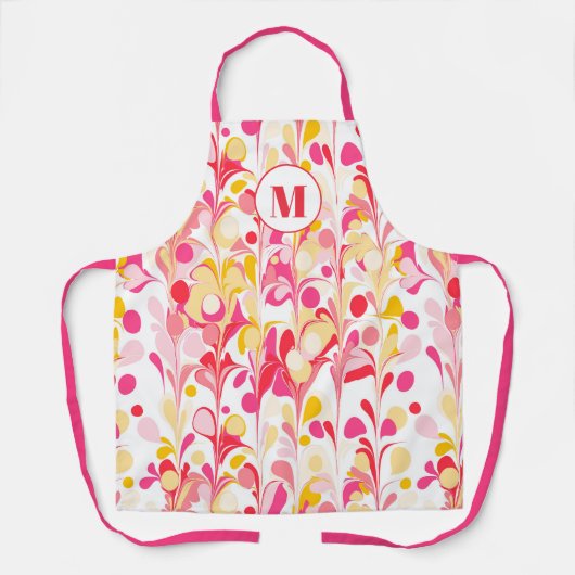 Monogram Abstract Retro Marmeren Patroon Schort (Voorkant)