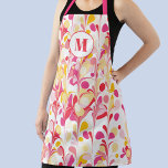 Monogram Abstract Retro Marmeren Patroon Schort<br><div class="desc">Leuk modern abstract gemarmerd motief in roze,  sinaasappel en geel. Originele kunst van Nic Squirrell. Wijzig het monogram initiaal om het te personaliseren.</div>