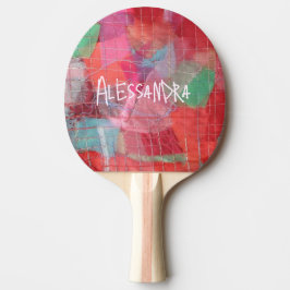 Monogram abstract rood roze meisjesachtig leuk tafeltennisbatje