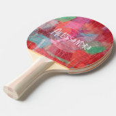 Monogram abstract rood roze meisjesachtig leuk  tafeltennisbatje (Voorkant Gekanteld)