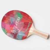 Monogram abstract rood roze meisjesachtig leuk  tafeltennisbatje (Zijkant)