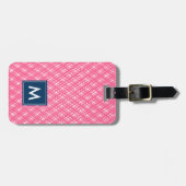 Monogram Abstract roze lijnlijnlijnlijnpatroon Bagagelabel (Voorkant horizontaal)