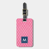 Monogram Abstract roze lijnlijnlijnlijnpatroon Bagagelabel (Voorkant verticaal)