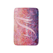 Monogram Abstract Roze paarse naam initiaal Badmat (Voorkant Verticaal)