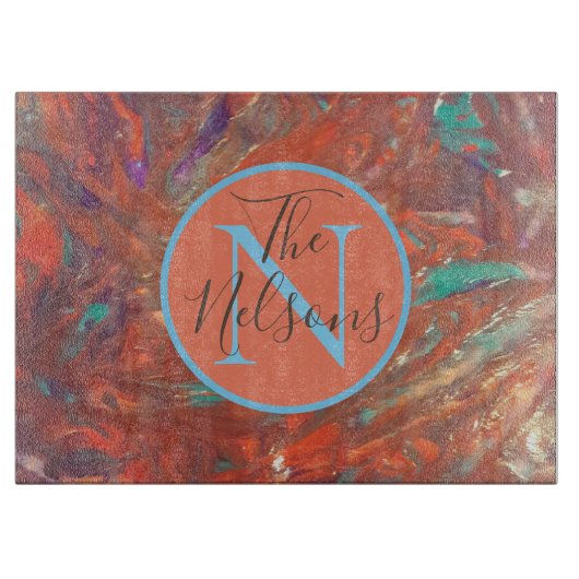 Monogram Abstract schilderij Familienaam Snijplank (Voorkant)