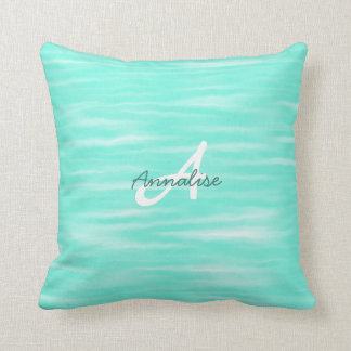 Monogram Abstract Striptiepatroon voor Soft Turquo Kussen