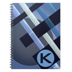 Monogram Abstract Weven Stripes Blauw Grijs Notitieboek