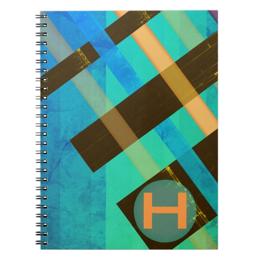 Monogram Abstract Weven Stripes Blues Notitieboek (Voorkant)