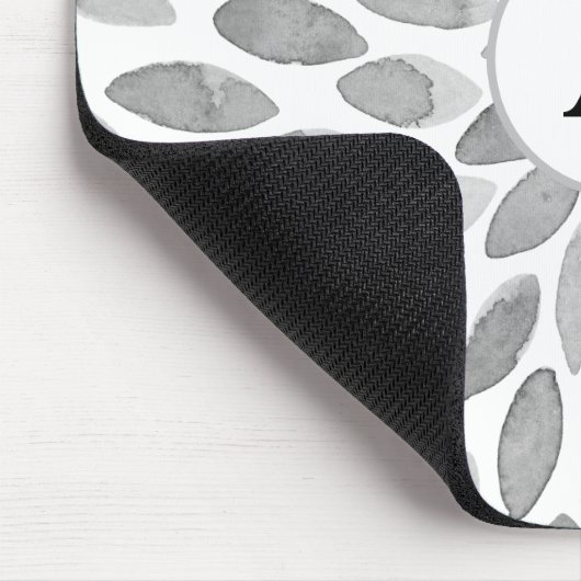 Monogram abstract zwart-witpenseelstreken muismat (Hoek)