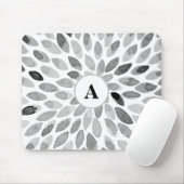Monogram abstract zwart-witpenseelstreken muismat (Met muis)
