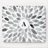 Monogram abstract zwart-witpenseelstreken muismat (Voorkant)