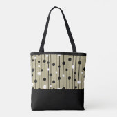 Monogram Abstracte cirkels lijnen zwart wit bruin Tote Bag (Achterkant)