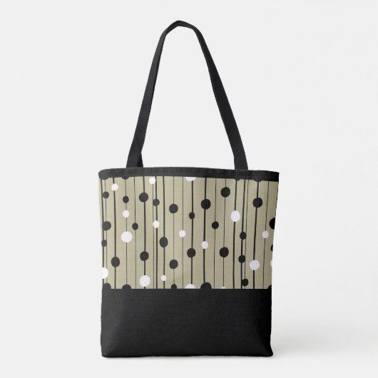 Monogram Abstracte cirkels lijnen zwart wit bruin Tote Bag (Achterkant)