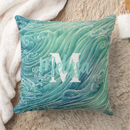 Monogram abstracte deeggolven kussen