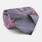 Monogram abstracte geometrische paarse mauve moder stropdas (Opgerold)