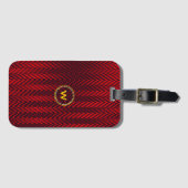 Monogram abstracte geometrische rode en zwarte str bagagelabel (Voorkant (horizontaal))