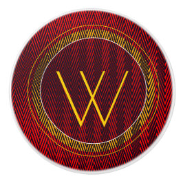 Monogram abstracte geometrische rode en zwarte str keramische knop