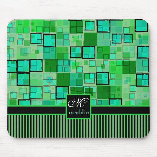Monogram Abstracte geometrische vierkantsstrips St Muismat (Voorkant)